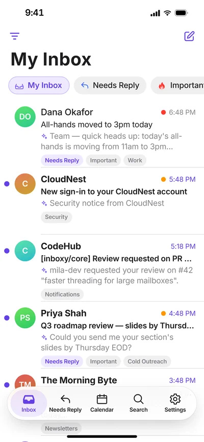 Inboxy’s My Inbox on iPhone.